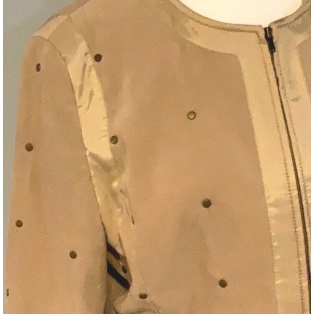 Doncaster Women's Quilted Faux Suede Gold Rivet‎ Studded Jacket zip up size 10